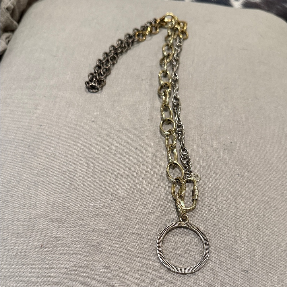 Mixed Metal Chain with Carabiner Closure Necklace- 34”